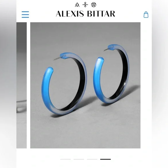 ALEXIS BITTAR 100% Authentic Cerulean Blue Lucite Hoop Earrings. NWOT - Picture 8 of 12
